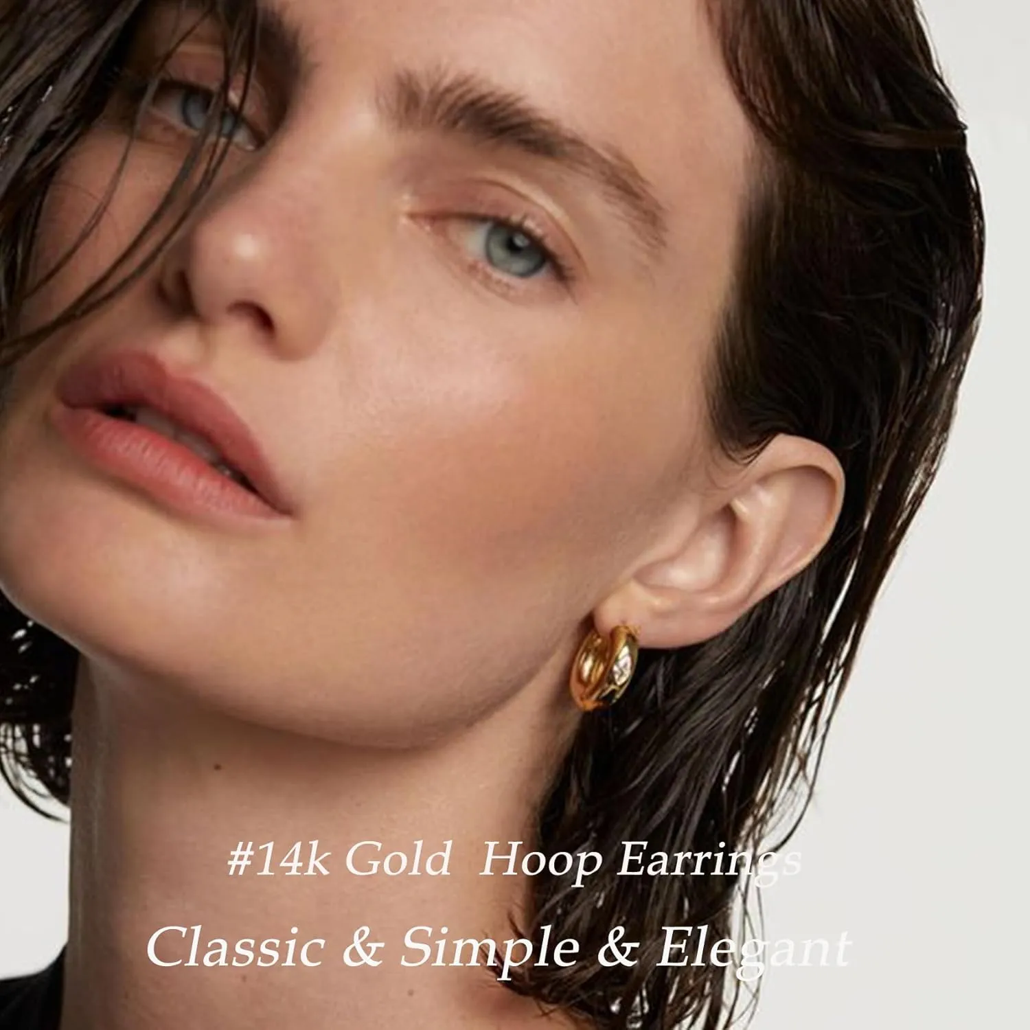 PABBEU Chunky Silver Hoops Earrings for Women, Hypoallergenic Lightweight 925 Sterling Silver Oval Hoop Earring, Sterling Silver Thick Hoop Earrings for Women 30/40/50mm