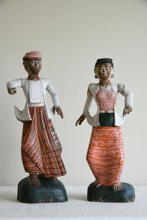 Pair Dancing Thai Wooden Figures