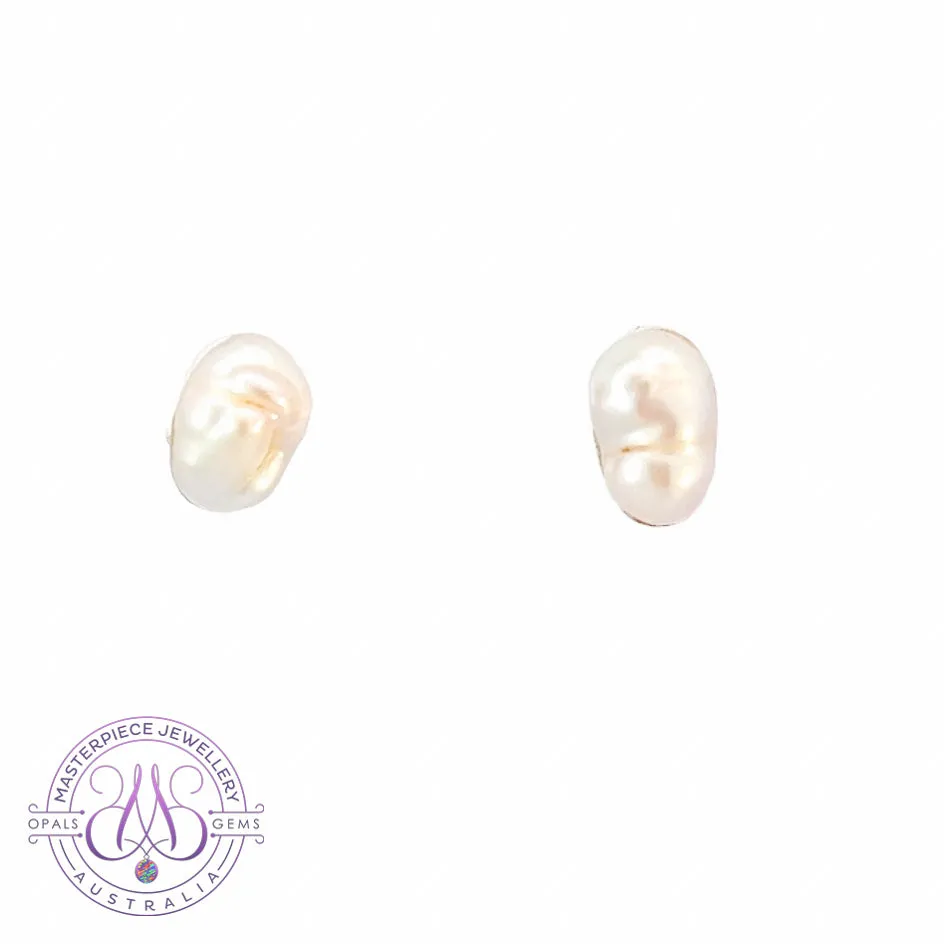 Pair of 18kt Yellow Gold Keshi Pearls 7.5x5mm