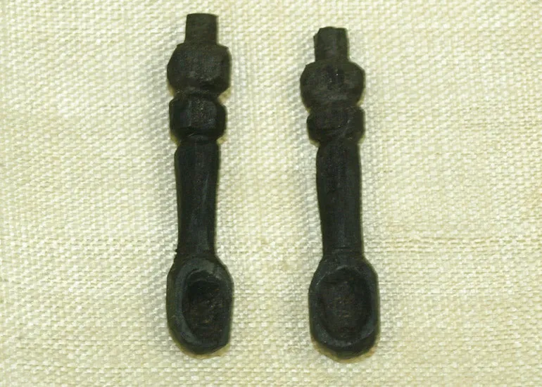 Pair of Small Black Palmwood "Baby Spoons"; Lou Zeldis Studios