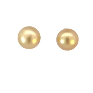 Pair of South Sea Golden pearl 9-10mm studs with 18kt Yellow Gold studs