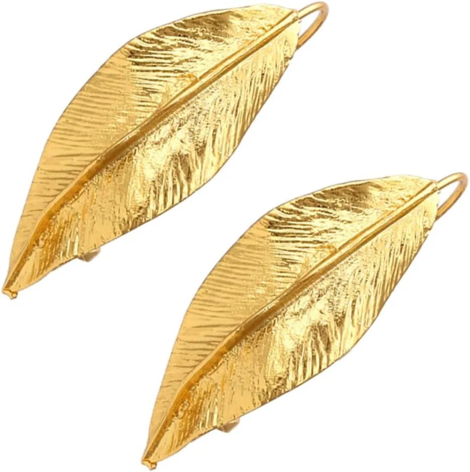 Pair Vintage Leaf Earrings Dainty Gold Hoop Earrings for Women Gold Plated Alloy Fashion Ear Studs
