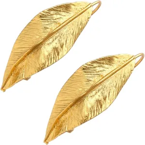 Pair Vintage Leaf Earrings Dainty Gold Hoop Earrings for Women Gold Plated Alloy Fashion Ear Studs