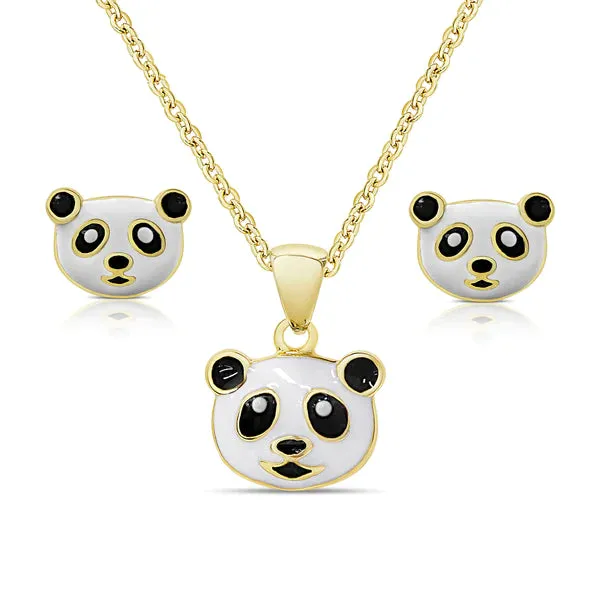 Panda Pendant and Stud Earring Set