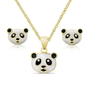 Panda Pendant and Stud Earring Set