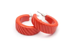 Papaya Heavy Carve Fakelite Hoop Earrings