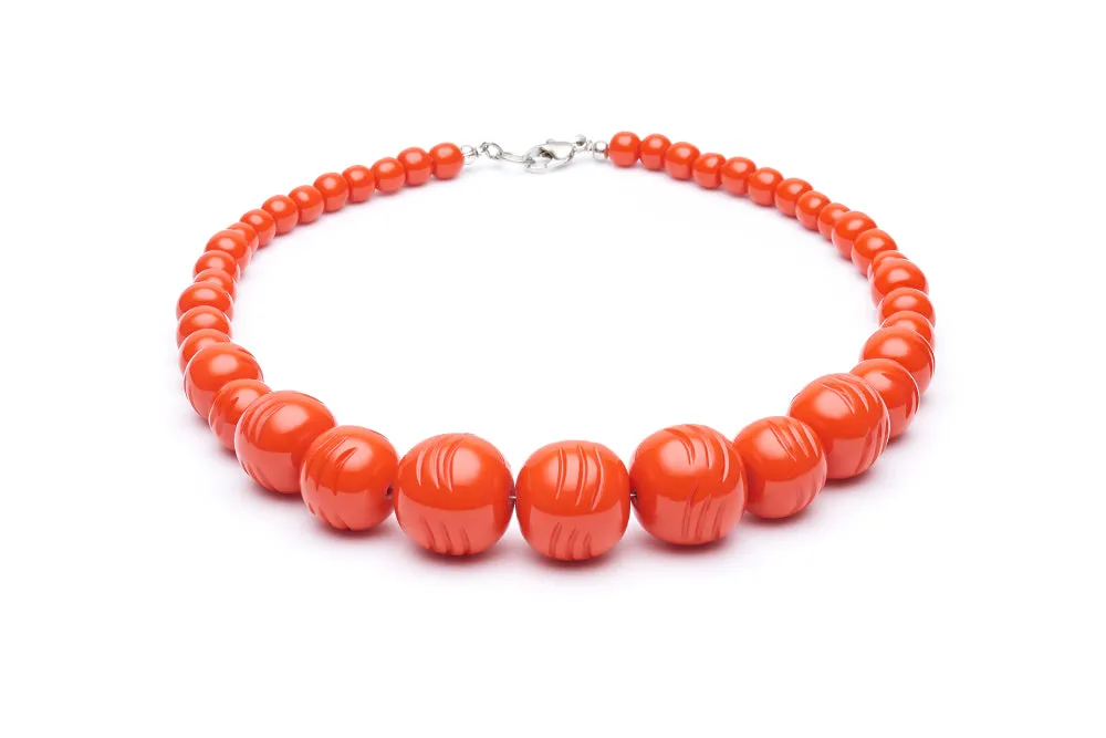 Papaya Heavy Carve Fakelite Hoop Earrings