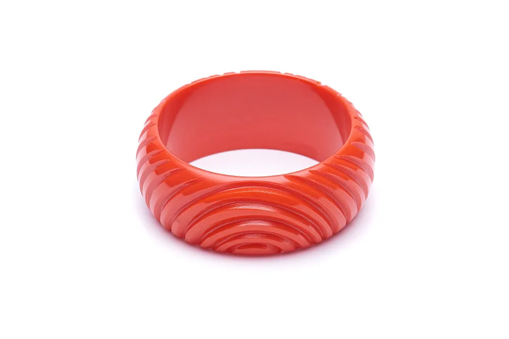 Papaya Heavy Carve Fakelite Hoop Earrings