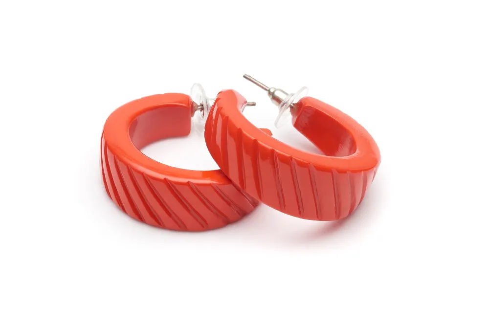 Papaya Heavy Carve Fakelite Hoop Earrings