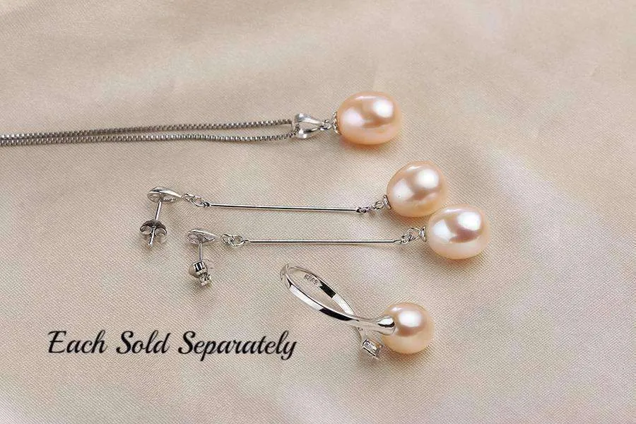 Peach Genuine Freshwater Pearl Drop Necklace