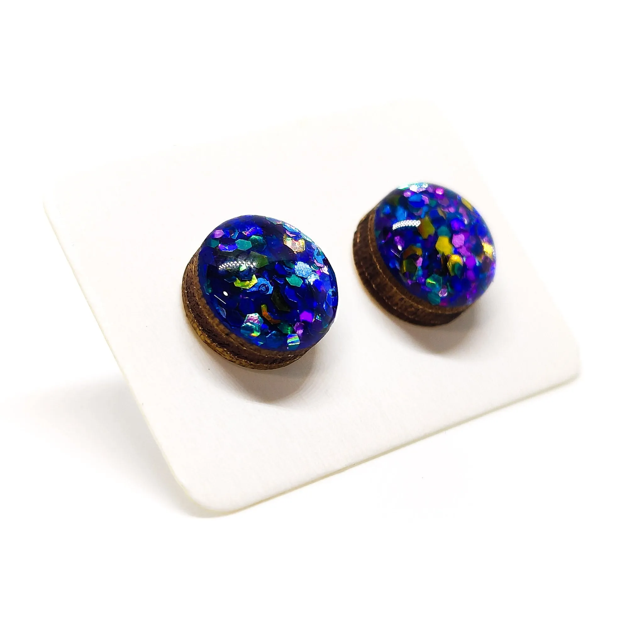 Peacock Multicolored Sparkly Stud Earrings by Candi Cove Designs
