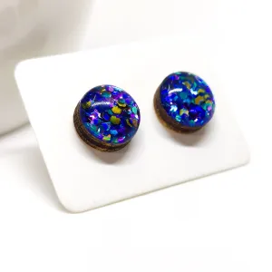 Peacock Multicolored Sparkly Stud Earrings by Candi Cove Designs