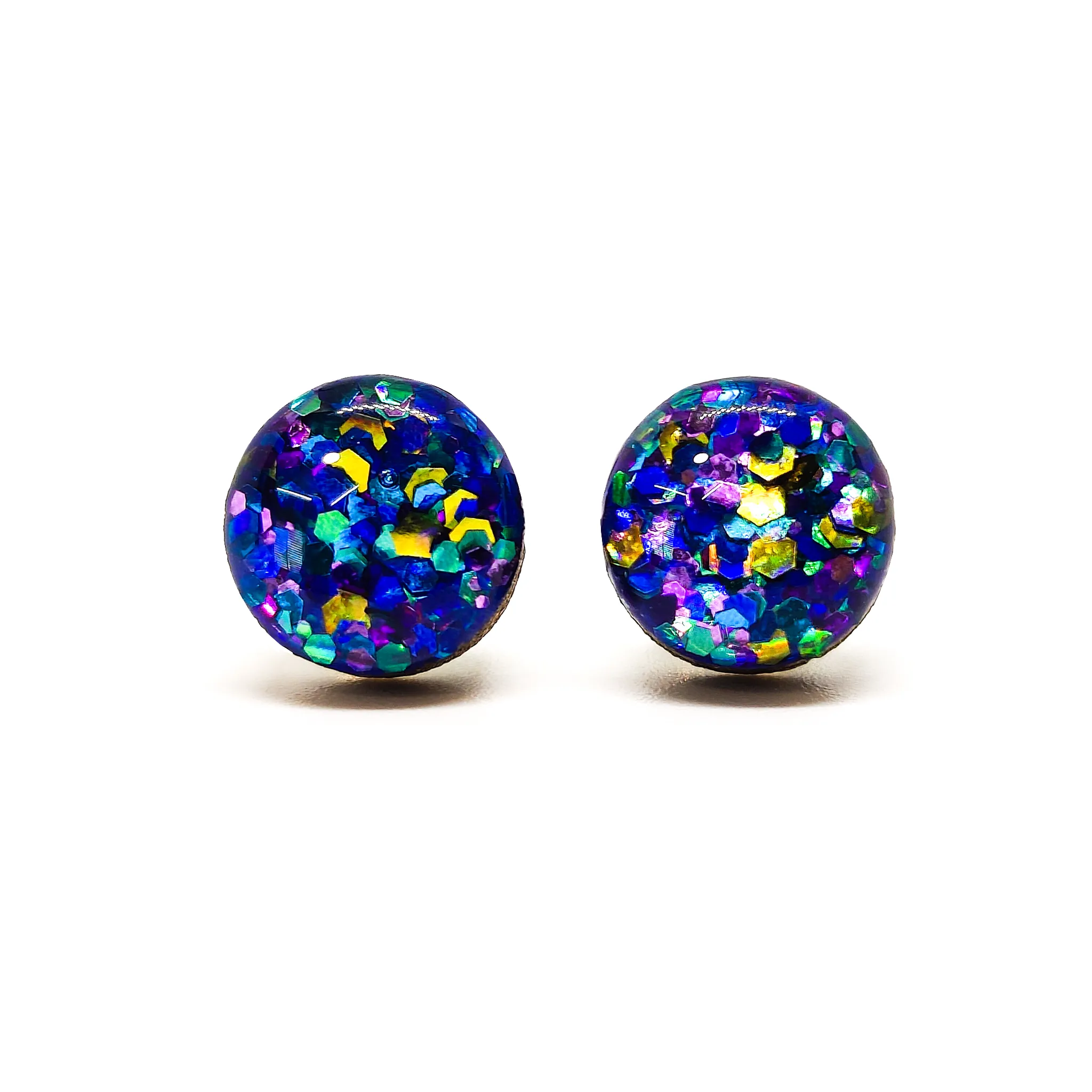 Peacock Multicolored Sparkly Stud Earrings by Candi Cove Designs