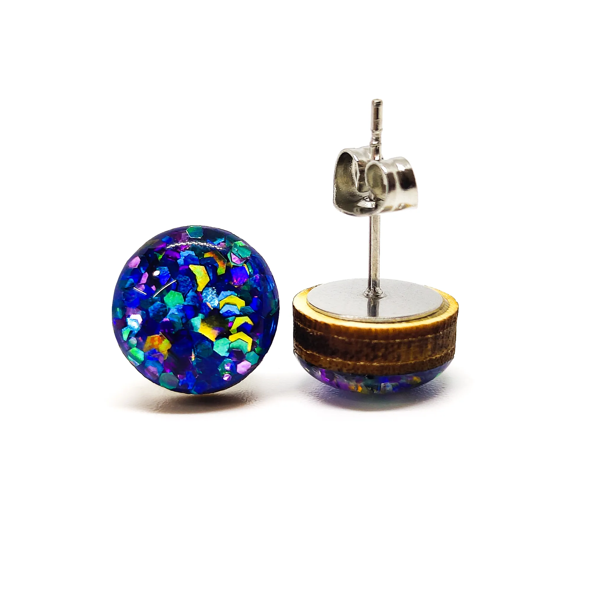 Peacock Multicolored Sparkly Stud Earrings by Candi Cove Designs