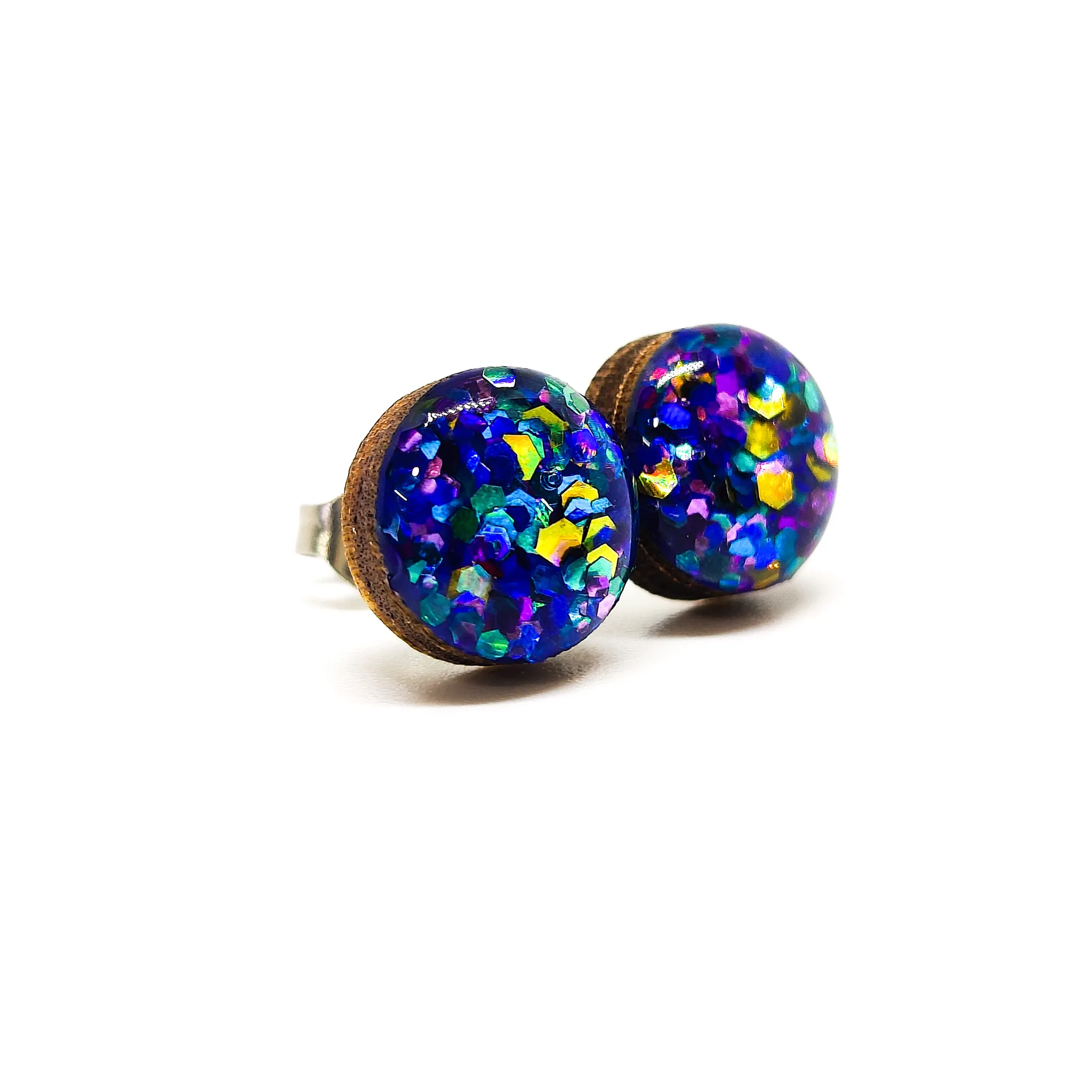 Peacock Multicolored Sparkly Stud Earrings by Candi Cove Designs
