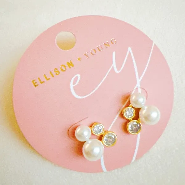 Pearl And Diamond Stud Earrings