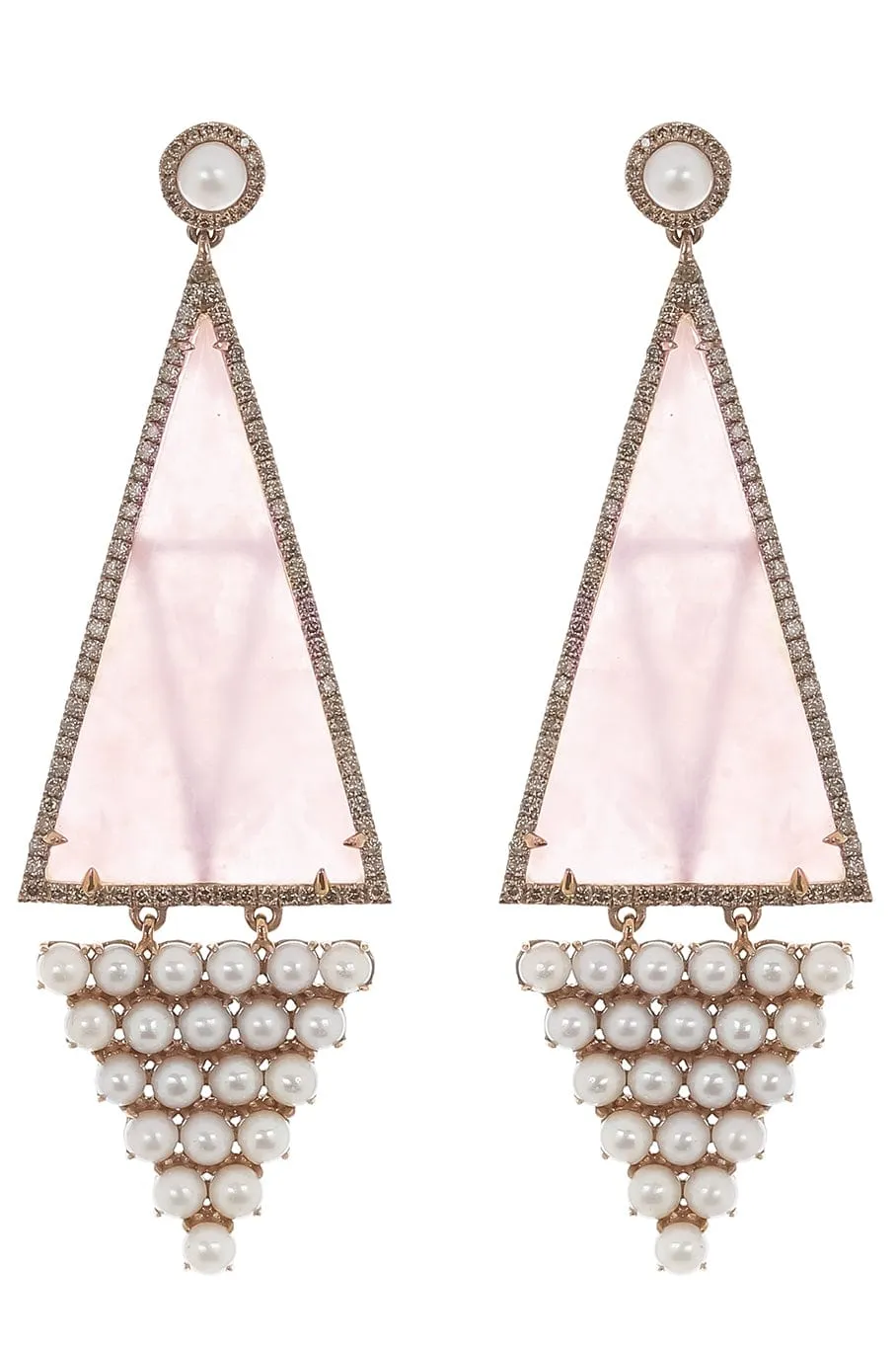 Pearl and Opal Triangle Earrings