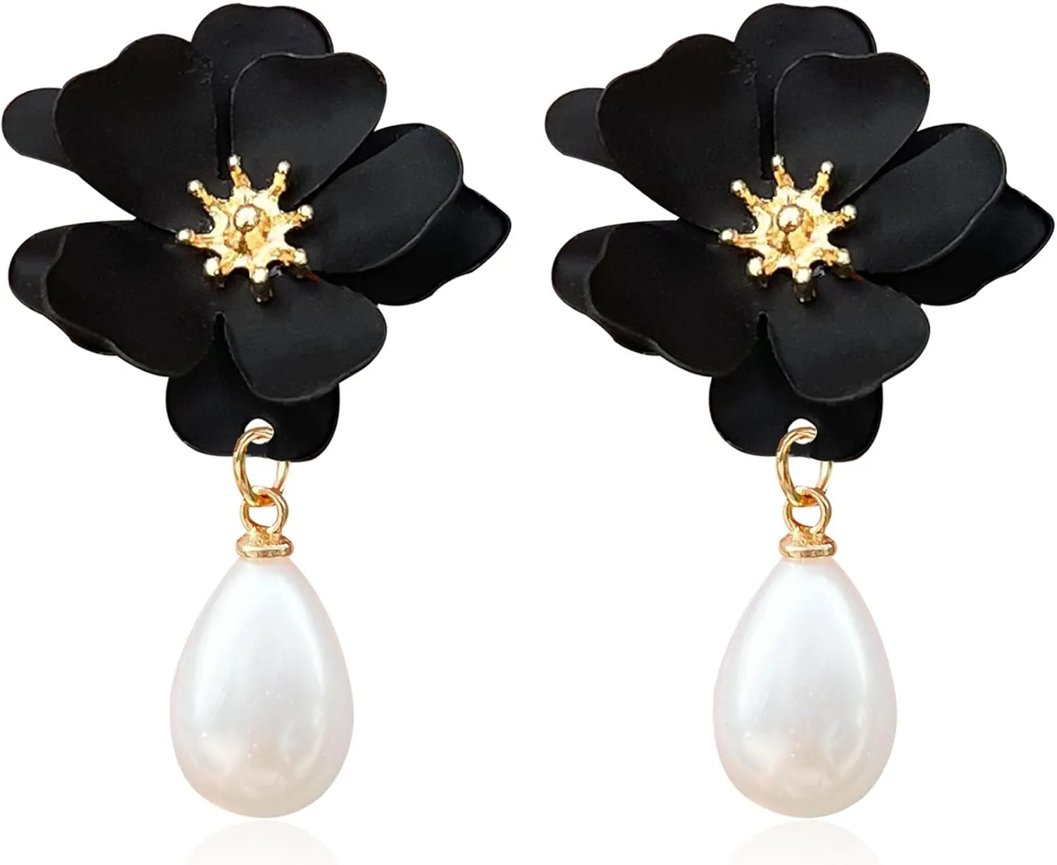 Pearl Bohemian Flower Earrings Floral Petal Flower Stud Earrings Jewelry for Women