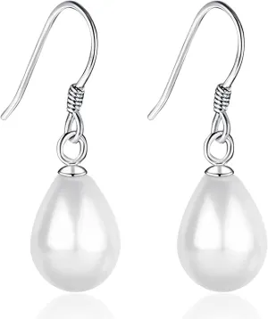 Pearl Drop Earrings for Women Handpicked White Pearl Dangle Earrings Everyday Jewelry Pearl Earrings