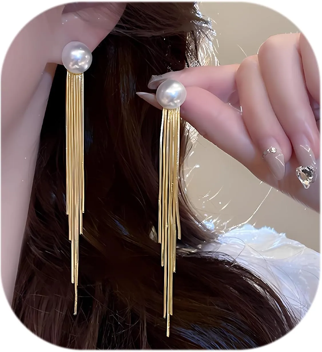 Pearl Drop Earrings for Women Long Pearl Earrings White Pearl Tassel Dangle Earrings Hypoallergenic Wedding Prom Jewelry Gifts
