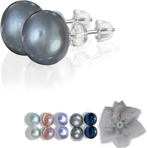 Pearl Earrings for women | Hypoallergenic Sterling silver studs Earrings with Genuine AAAAA Cultured Pearls8mm-10mm,Pearl studs Earrings