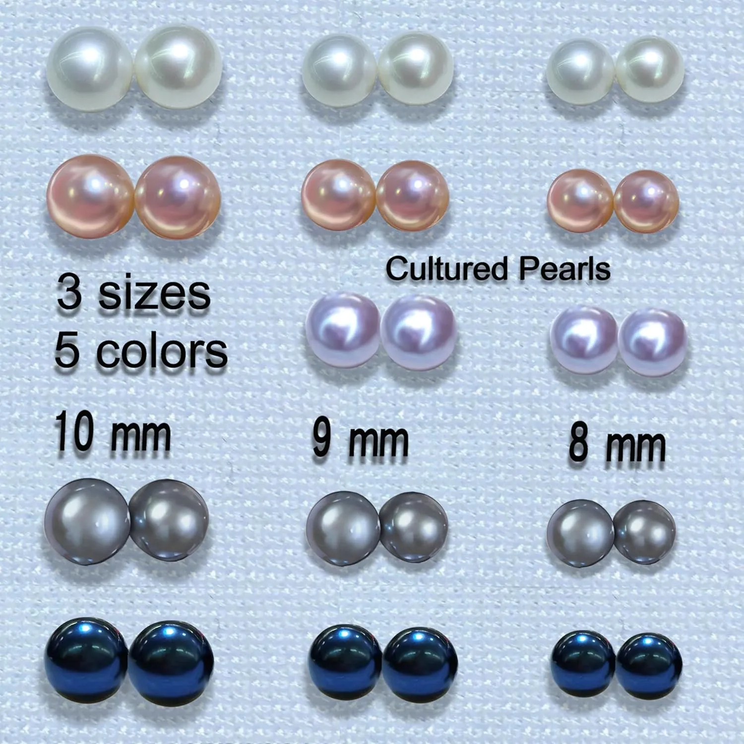 Pearl Earrings for women | Hypoallergenic Sterling silver studs Earrings with Genuine AAAAA Cultured Pearls8mm-10mm,Pearl studs Earrings