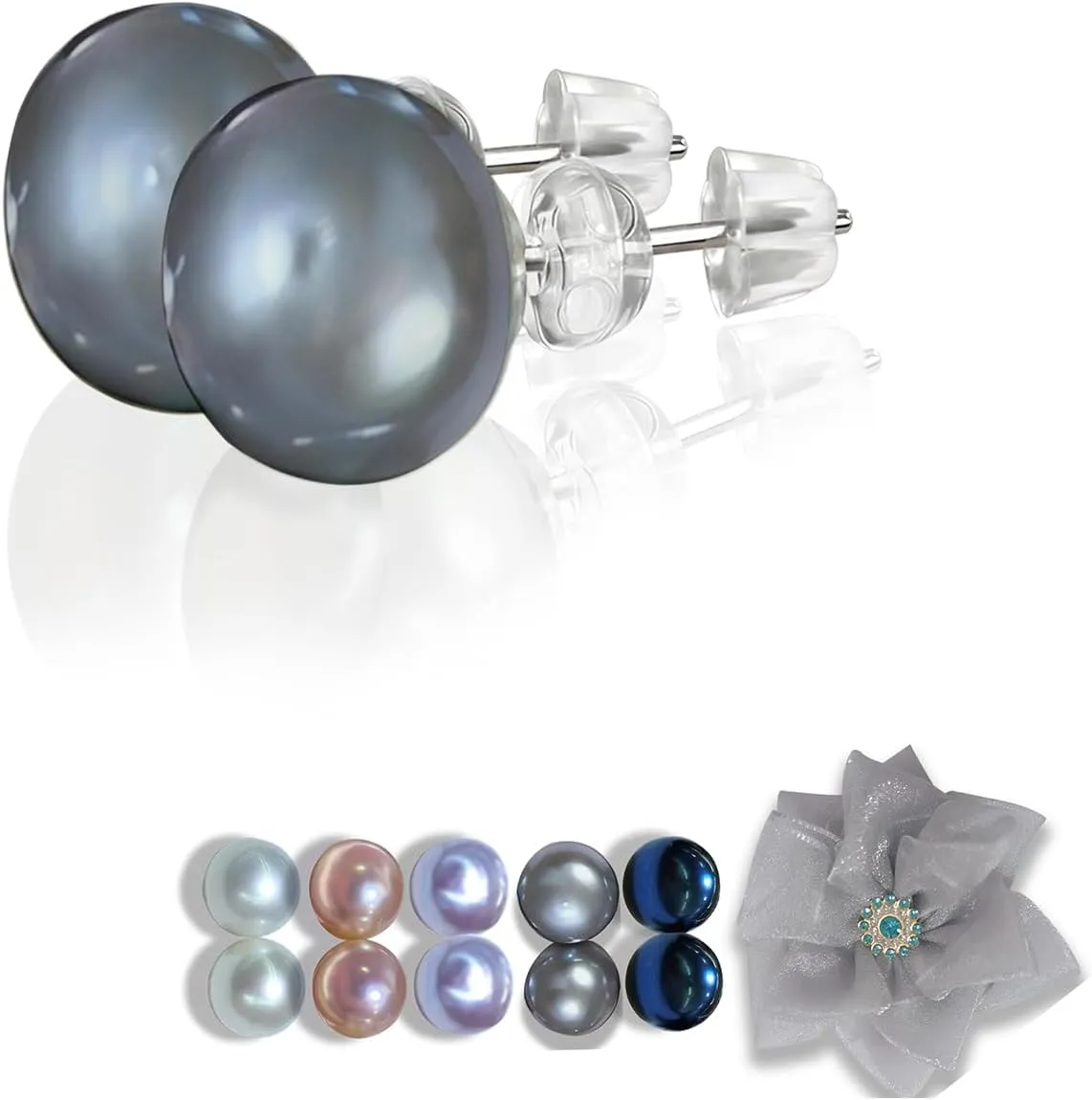 Pearl Earrings for women | Hypoallergenic Sterling silver studs Earrings with Genuine AAAAA Cultured Pearls8mm-10mm,Pearl studs Earrings