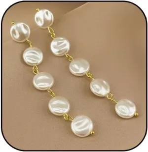 Pearl Earrings for Women - Sparkle Rhinestone Drop Tassel Dangle Earrings - Dainty Freshwater Pearl Bridal Wedding Birthday Christmas Jewelry
