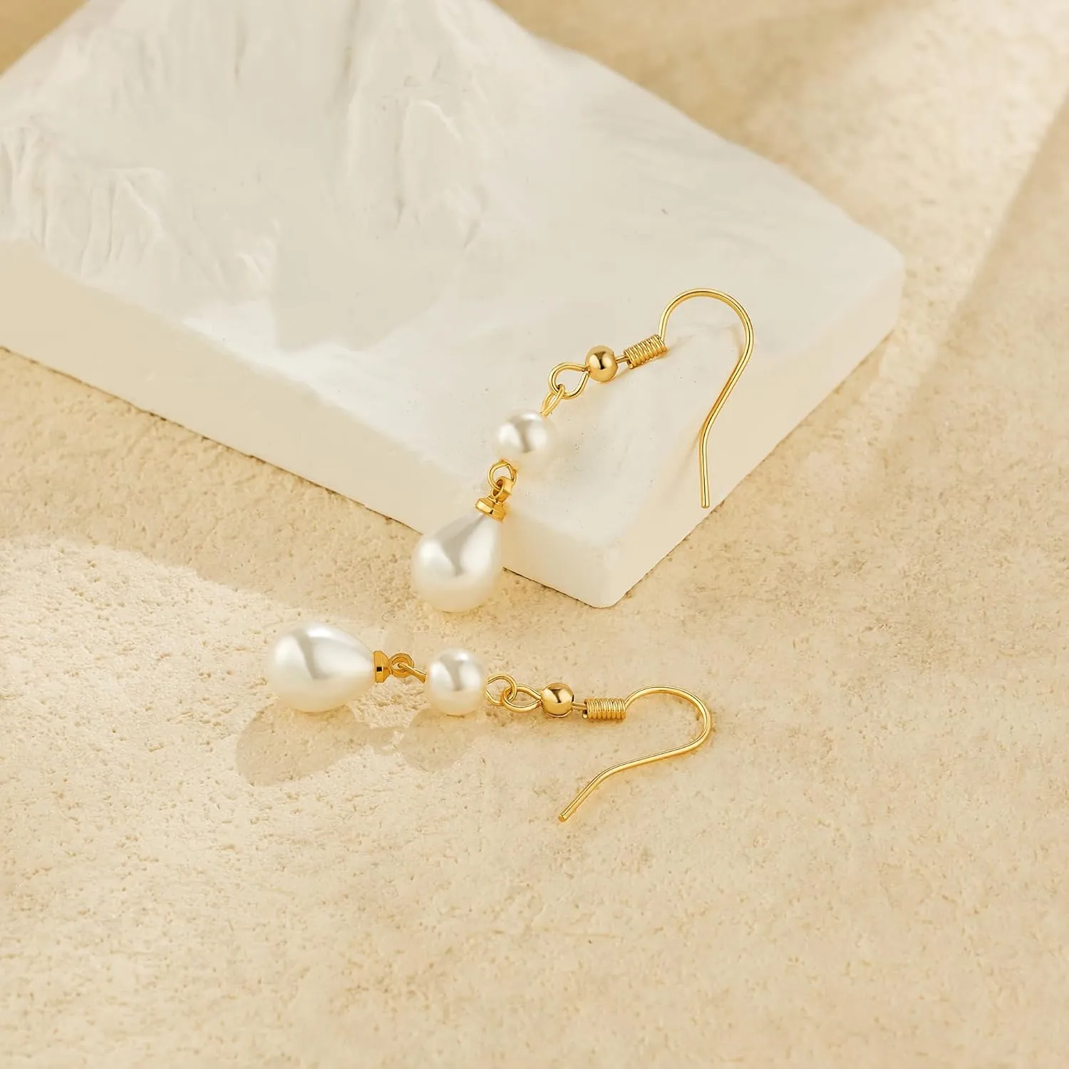 Pearl Earrings for Women Trendy: Flat Back Stud Earrings 14K Gold Plated/925 Sterling Silver Freshwater Pearl Dangle Earrings Cute Bow Earrings Wedding Jewelry Birthday Gifts for Women Girls