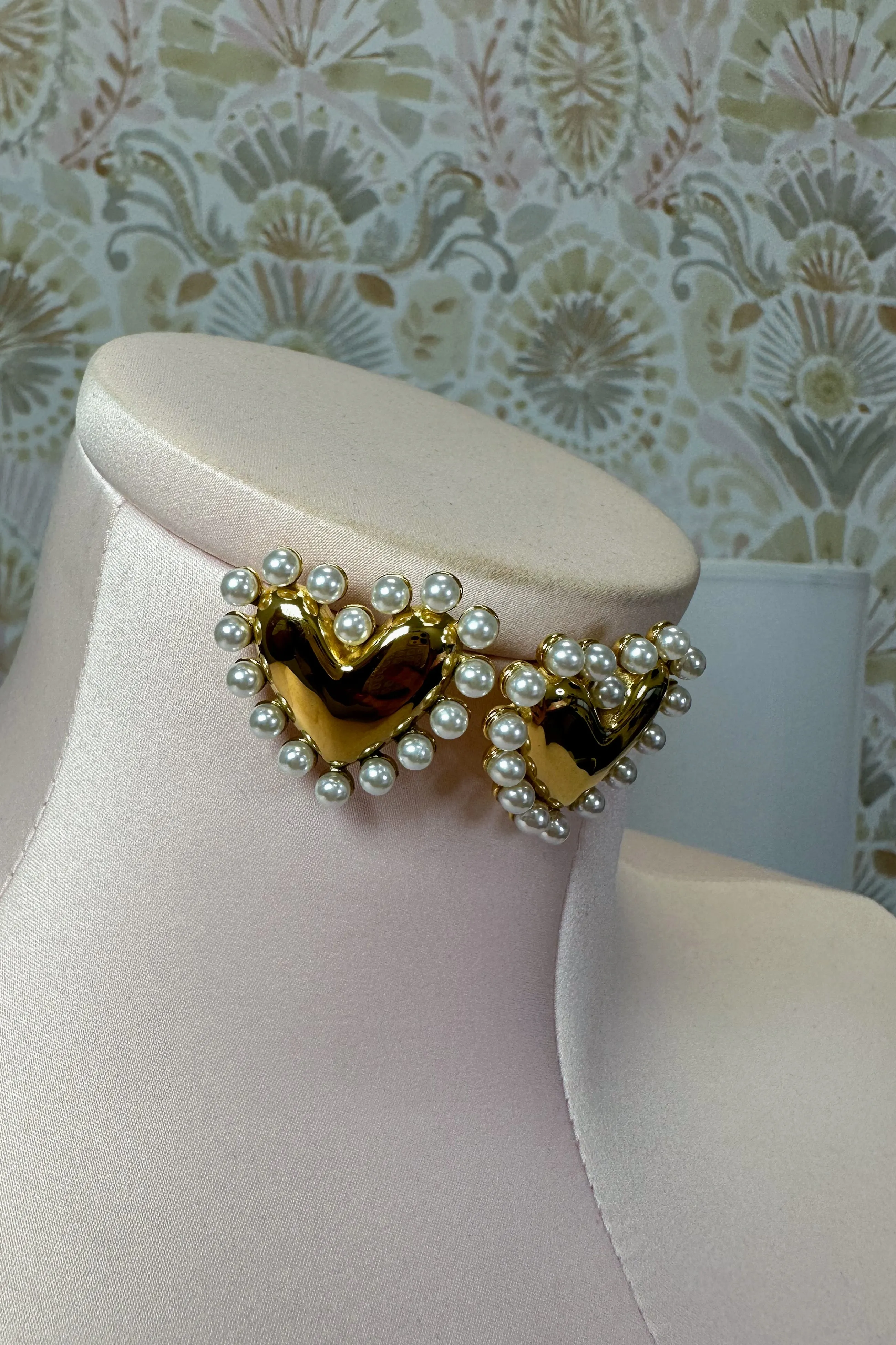 Pearl Heart Gold Plated Earrings