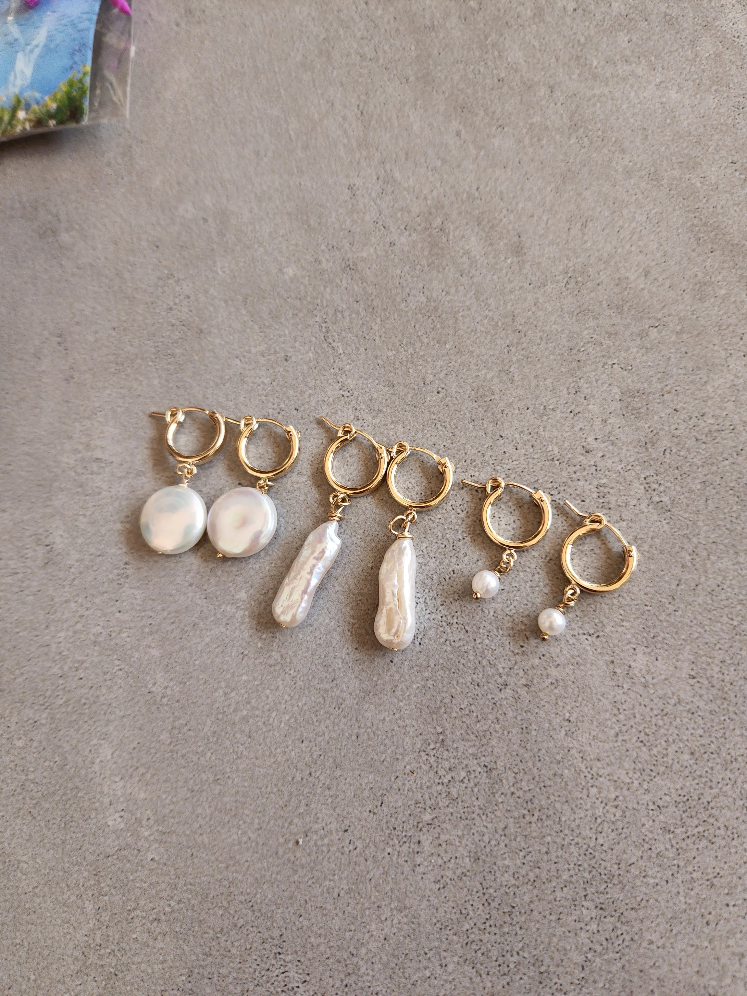 Pearl Hoop Earrings Set