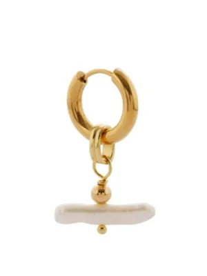 Pearl T bar earring