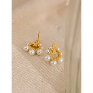 Pearls Geometric Hollow Earrings