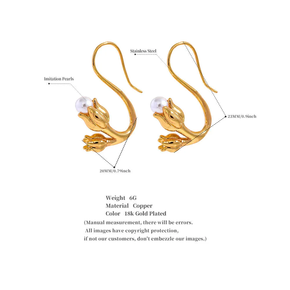 Pearls Tulip Flower Earrings
