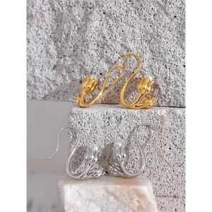 Pearls Tulip Flower Earrings