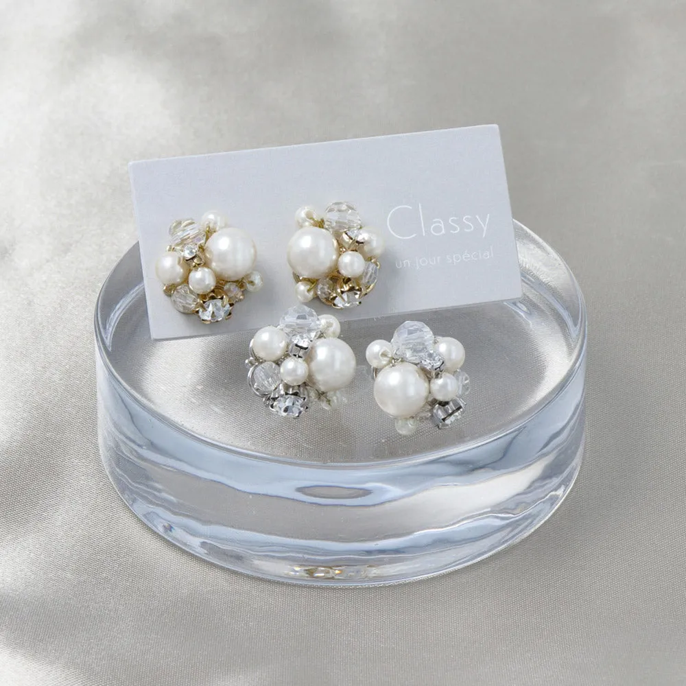 Pearly Cluster Stud Earrings