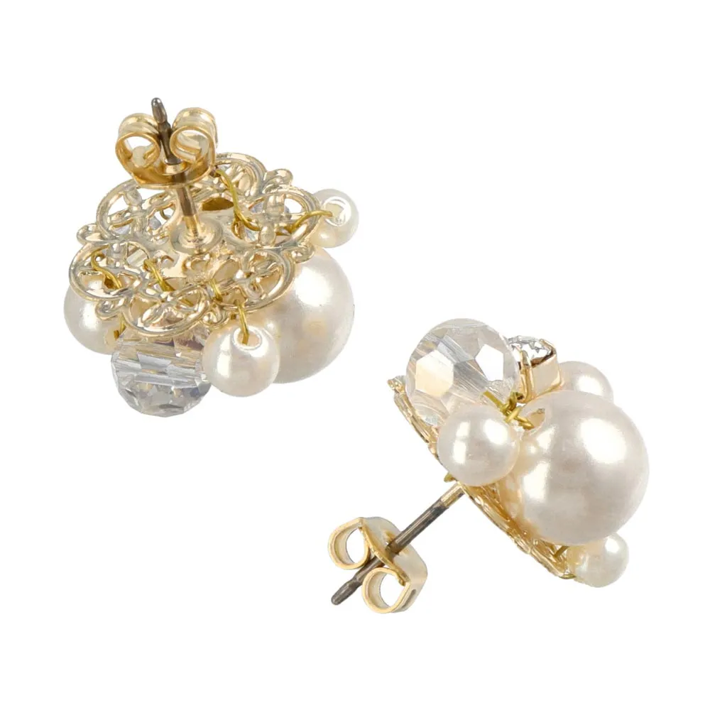 Pearly Cluster Stud Earrings