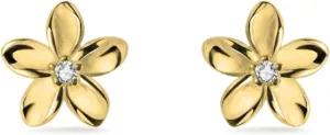 PERIMADE Tiny Flower Stud Earrings Gold Plated Cubic Zirconia Small Floral Earrings for Women, Dainty 925 Sterling Silver Hypoallergenic Non Tarnish Jewelry Trendy Birthday Friendship Gift
