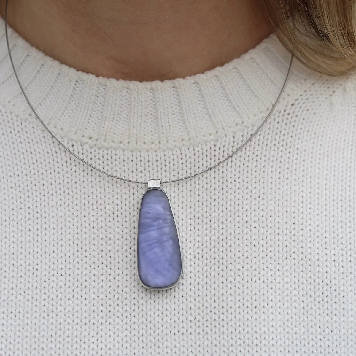 Periwinkle Oval Pendant Necklace