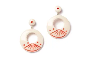 Petal Cream Drop Hoop Earrings