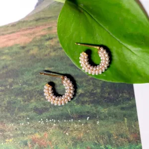 Peter   June: Pearl Mini Dot Round Hoops