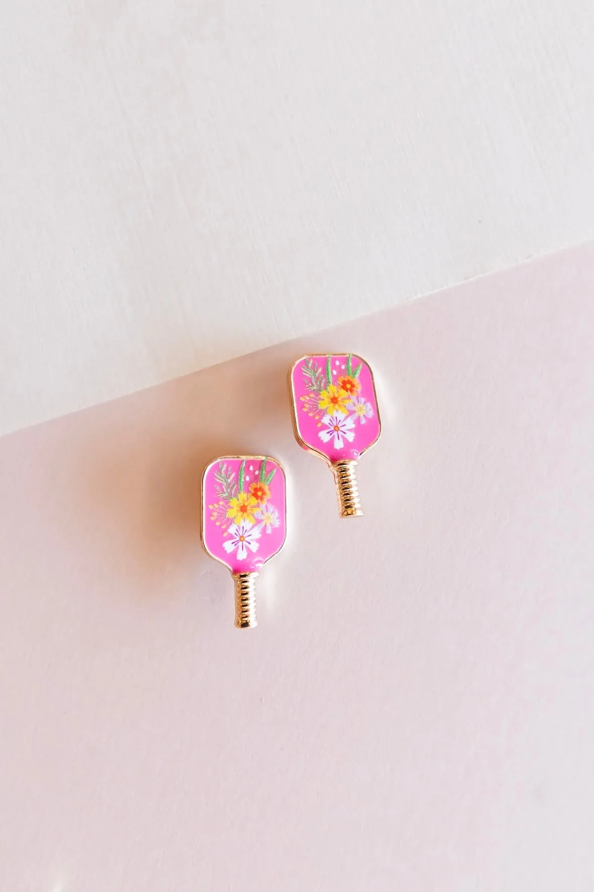Pickleball Stud Earrings | Hand Painted Enamel Dainty Pickleball Earrings