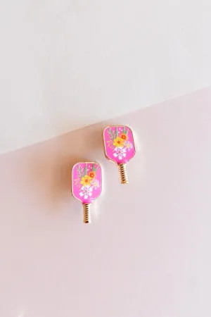 Pickleball Stud Earrings | Hand Painted Enamel Dainty Pickleball Earrings