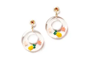 Pineapple Clear Drop Hoop Earrings