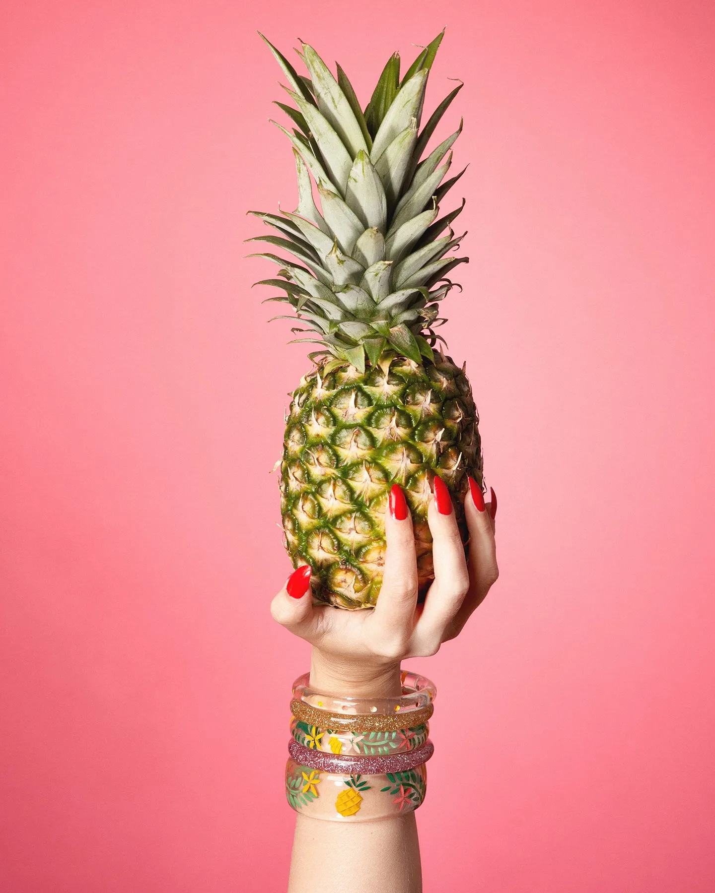 Pineapple Clear Drop Hoop Earrings