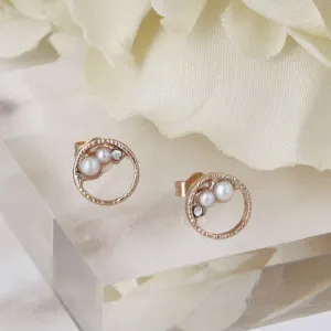Pink Gold Tone Circle Studs