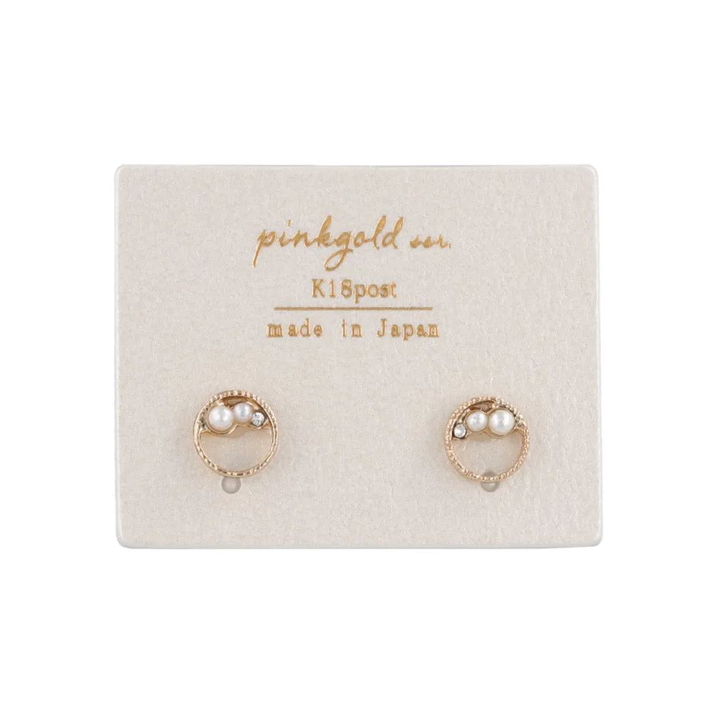 Pink Gold Tone Circle Studs