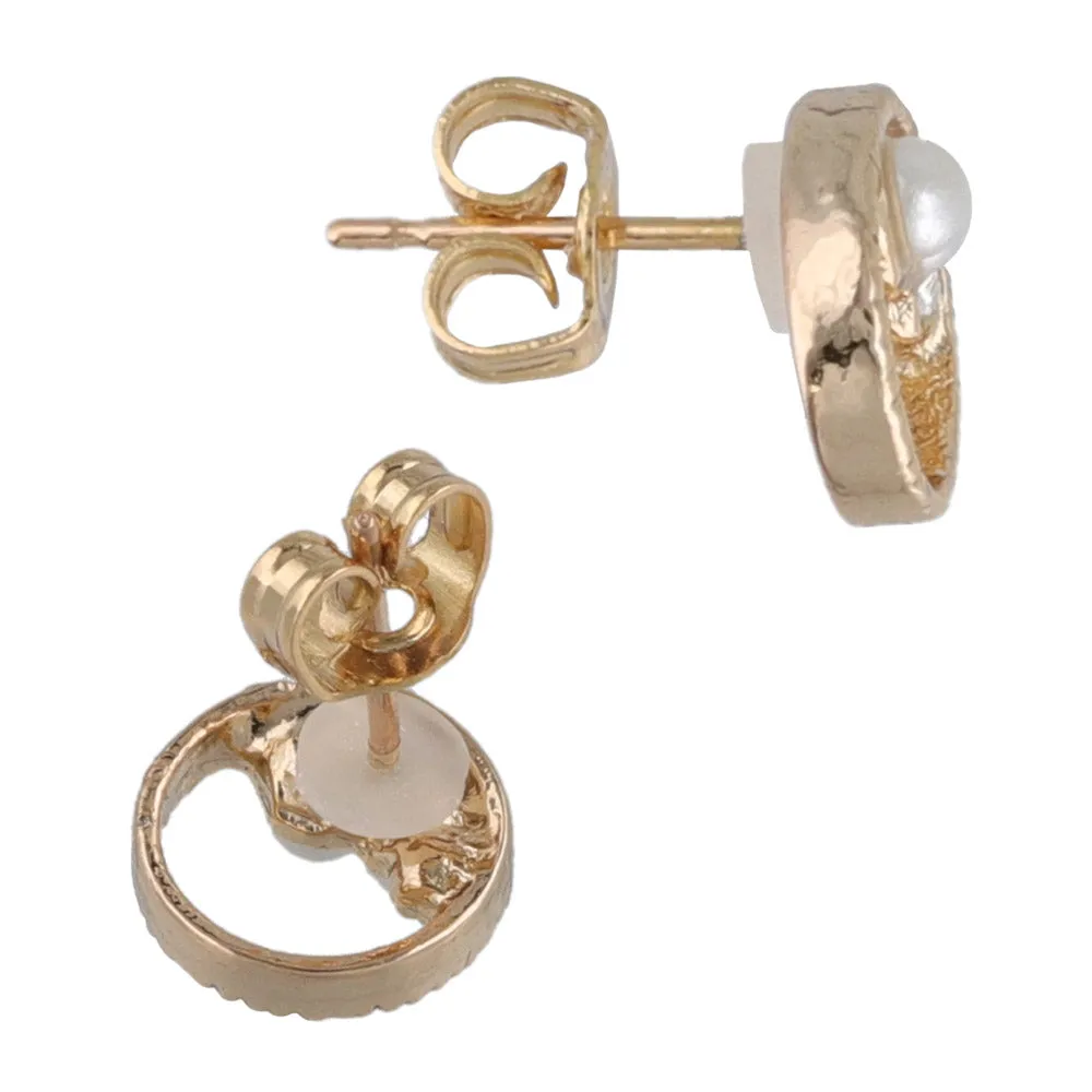 Pink Gold Tone Circle Studs