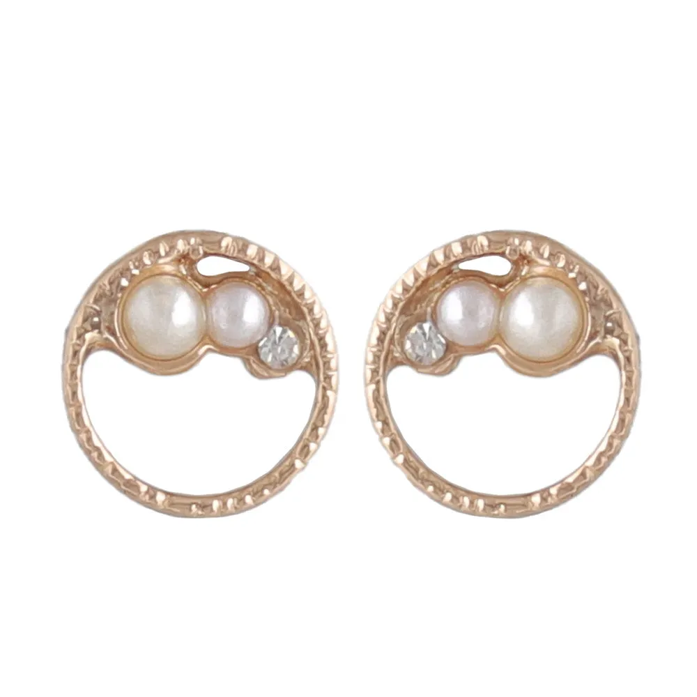 Pink Gold Tone Circle Studs