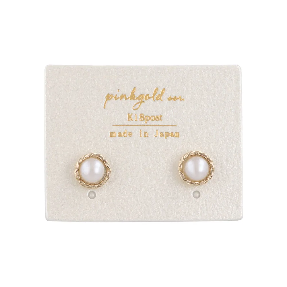 Pink Gold Tone Faux Pearl Studs